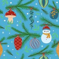 Seamless pattern with Christmas toys. Vector graphics.