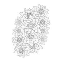 water lily flower coloring page of simplicity artistic drawn with blossom flower on isolated background vector
