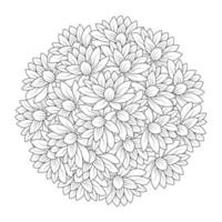 lotus flower coloring page of simplicity artistic drawn with blossom flower on isolated background vector