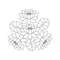 water lily flower coloring page of simplicity artistic drawn with blossom flower on isolated background vector