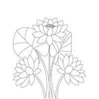 water lily flower coloring page of simplicity artistic drawn with blossom flower on isolated background vector