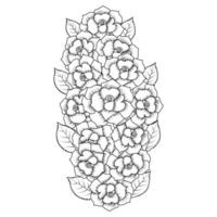 beautiful flowers coloring page with pencil sketch drawing detailed in vector graphic of line art