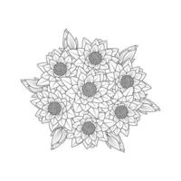 water lily flower coloring page of simplicity artistic drawn with blossom flower on isolated background vector