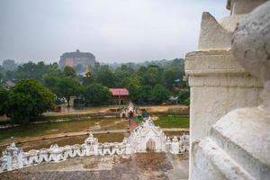 Mingun, Sagaing Region, Myanmar - January 8, 2019 - Scene of Mingun in rainy day viewed from the top of Hsinbyume Pagoda photo