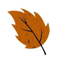 Brown autumn leaf with streaks. vector