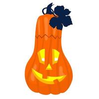 Halloween pear-shaped pumpkin with carved eyes and a smile. vector