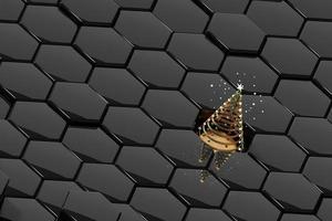 Abstract Christmas pine tree with hexagon background 3d rendering photo