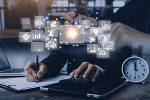 Digital transformation technology strategy, digitization and digitalization of business processes and data, optimize and automate operations, customer service management, internet and cloud computing photo