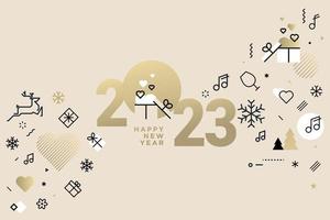 feliz año nuevo 2023 tarjeta de felicitación. concepto de ilustración vectorial para fondo, tarjeta de felicitación, tarjeta de invitación de fiesta, banner de sitio web, banner de redes sociales, material de marketing. vector