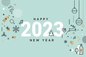 2023 Happy New Year. Vector illustration concept for background, greeting card, party invitation card, website banner, social media banner, marketing material.