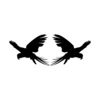 Flying Pair of the Macaw Bird Silhouette for Logo, Pictogram, Art Illustration, Website or Graphic Design Element. Vector Illustration