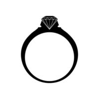 Ring Diamond Silhouette for Fiance and Marriage Icon Symbol and for Logo, Pictogram or Graphic Design Element. Vector Illustration