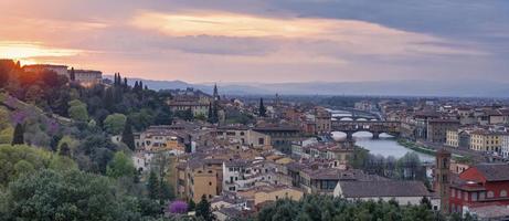 Panoramic view at sunset of Florence in Italy photo