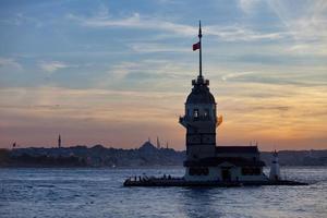 The Maiden's Tower at sunset in Istanbul photo