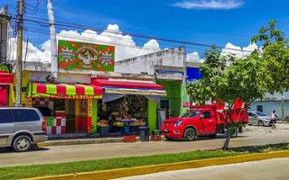 Playa del Carmen Quintana Roo Mexico 2022 Typical street road and cityscape of Playa del Carmen Mexico. photo