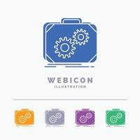 Briefcase. case. production. progress. work 5 Color Glyph Web Icon Template isolated on white. Vector illustration