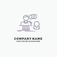 consultation. chat. answer. contact. support Purple Business Logo Template. Place for Tagline vector