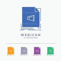 Audio. file. format. music. sound 5 Color Glyph Web Icon Template isolated on white. Vector illustration