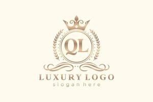 Initial QL Letter Royal Luxury Logo template in vector art for Restaurant, Royalty, Boutique, Cafe, Hotel, Heraldic, Jewelry, Fashion and other vector illustration.