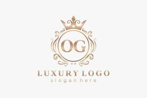 Initial OG Letter Royal Luxury Logo template in vector art for Restaurant, Royalty, Boutique, Cafe, Hotel, Heraldic, Jewelry, Fashion and other vector illustration.