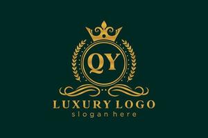 Initial QY Letter Royal Luxury Logo template in vector art for Restaurant, Royalty, Boutique, Cafe, Hotel, Heraldic, Jewelry, Fashion and other vector illustration.