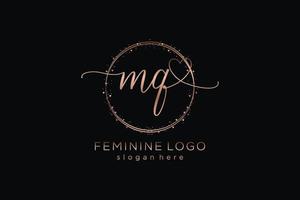 Initial MQ handwriting logo with circle template vector logo of initial wedding, fashion, floral and botanical with creative template.