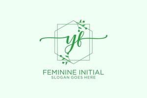 Initial YF beauty monogram and elegant logo design handwriting logo of initial signature, wedding, fashion, floral and botanical with creative template. vector