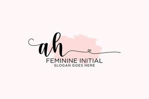 Initial AH beauty monogram and elegant logo design handwriting logo of initial signature, wedding, fashion, floral and botanical with creative template. vector