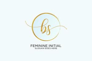 Initial BS handwriting logo with circle template vector signature, wedding, fashion, floral and botanical with creative template.