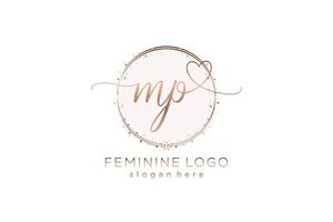 Initial MP handwriting logo with circle template vector logo of initial wedding, fashion, floral and botanical with creative template.