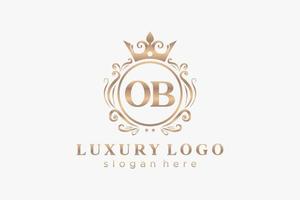 Initial OB Letter Royal Luxury Logo template in vector art for Restaurant, Royalty, Boutique, Cafe, Hotel, Heraldic, Jewelry, Fashion and other vector illustration.