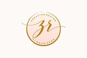 Initial ZR handwriting logo with circle template vector signature, wedding, fashion, floral and botanical with creative template.