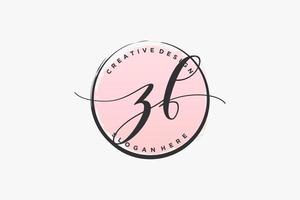 Initial ZF handwriting logo with circle template vector signature, wedding, fashion, floral and botanical with creative template.