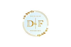 Initial DF beauty monogram and elegant logo design handwriting logo of initial signature, wedding, fashion, floral and botanical with creative template. vector