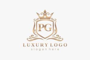 Initial PG Letter Royal Luxury Logo template in vector art for Restaurant, Royalty, Boutique, Cafe, Hotel, Heraldic, Jewelry, Fashion and other vector illustration.