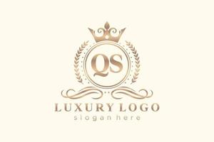 Initial QS Letter Royal Luxury Logo template in vector art for Restaurant, Royalty, Boutique, Cafe, Hotel, Heraldic, Jewelry, Fashion and other vector illustration.