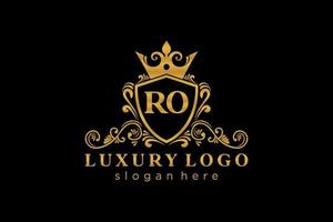 Initial RO Letter Royal Luxury Logo template in vector art for Restaurant, Royalty, Boutique, Cafe, Hotel, Heraldic, Jewelry, Fashion and other vector illustration.