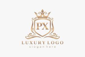 plantilla de logotipo de lujo real de letra px inicial en arte vectorial para restaurante, realeza, boutique, cafetería, hotel, heráldica, joyería, moda y otras ilustraciones vectoriales. vector