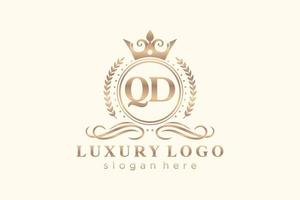 Initial QD Letter Royal Luxury Logo template in vector art for Restaurant, Royalty, Boutique, Cafe, Hotel, Heraldic, Jewelry, Fashion and other vector illustration.