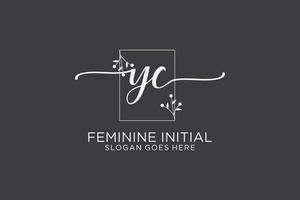 Initial YC beauty monogram and elegant logo design handwriting logo of initial signature, wedding, fashion, floral and botanical with creative template. vector