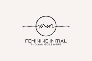 Initial WM handwriting logo with circle template vector logo of initial signature, wedding, fashion, floral and botanical with creative template.