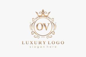 Initial OV Letter Royal Luxury Logo template in vector art for Restaurant, Royalty, Boutique, Cafe, Hotel, Heraldic, Jewelry, Fashion and other vector illustration.