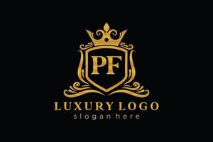 Initial PF Letter Royal Luxury Logo template in vector art for Restaurant, Royalty, Boutique, Cafe, Hotel, Heraldic, Jewelry, Fashion and other vector illustration.