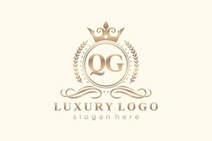 Initial QG Letter Royal Luxury Logo template in vector art for Restaurant, Royalty, Boutique, Cafe, Hotel, Heraldic, Jewelry, Fashion and other vector illustration.