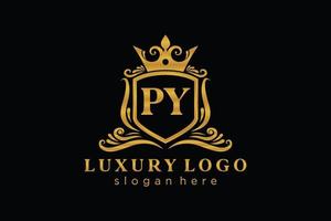 Initial PY Letter Royal Luxury Logo template in vector art for Restaurant, Royalty, Boutique, Cafe, Hotel, Heraldic, Jewelry, Fashion and other vector illustration.