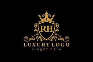 Initial RH Letter Royal Luxury Logo template in vector art for Restaurant, Royalty, Boutique, Cafe, Hotel, Heraldic, Jewelry, Fashion and other vector illustration.