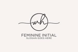 Initial WH handwriting logo with circle template vector logo of initial signature, wedding, fashion, floral and botanical with creative template.