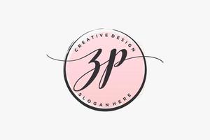 Initial ZP handwriting logo with circle template vector signature, wedding, fashion, floral and botanical with creative template.