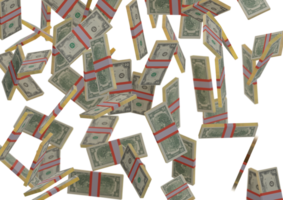 pila de dos dólares de dinero, presentación en 3d, ilustración, billetes de dólar aislados en el fondo png