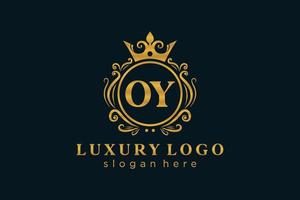 Initial OY Letter Royal Luxury Logo template in vector art for Restaurant, Royalty, Boutique, Cafe, Hotel, Heraldic, Jewelry, Fashion and other vector illustration.